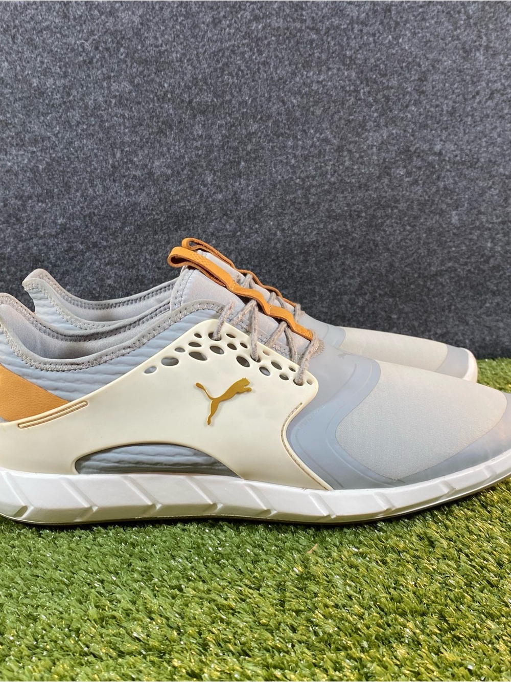 Puma Ignite Fasten 8 Spikeless Golf Shoes Mens 11.5 Gray Cream Lace Up